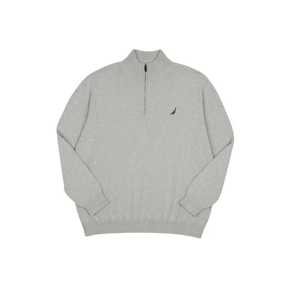 Nautica Men’s 3XL Sweater Big & Tall Quarter Zip Pullover Light Gray NWT - Picture 1 of 12